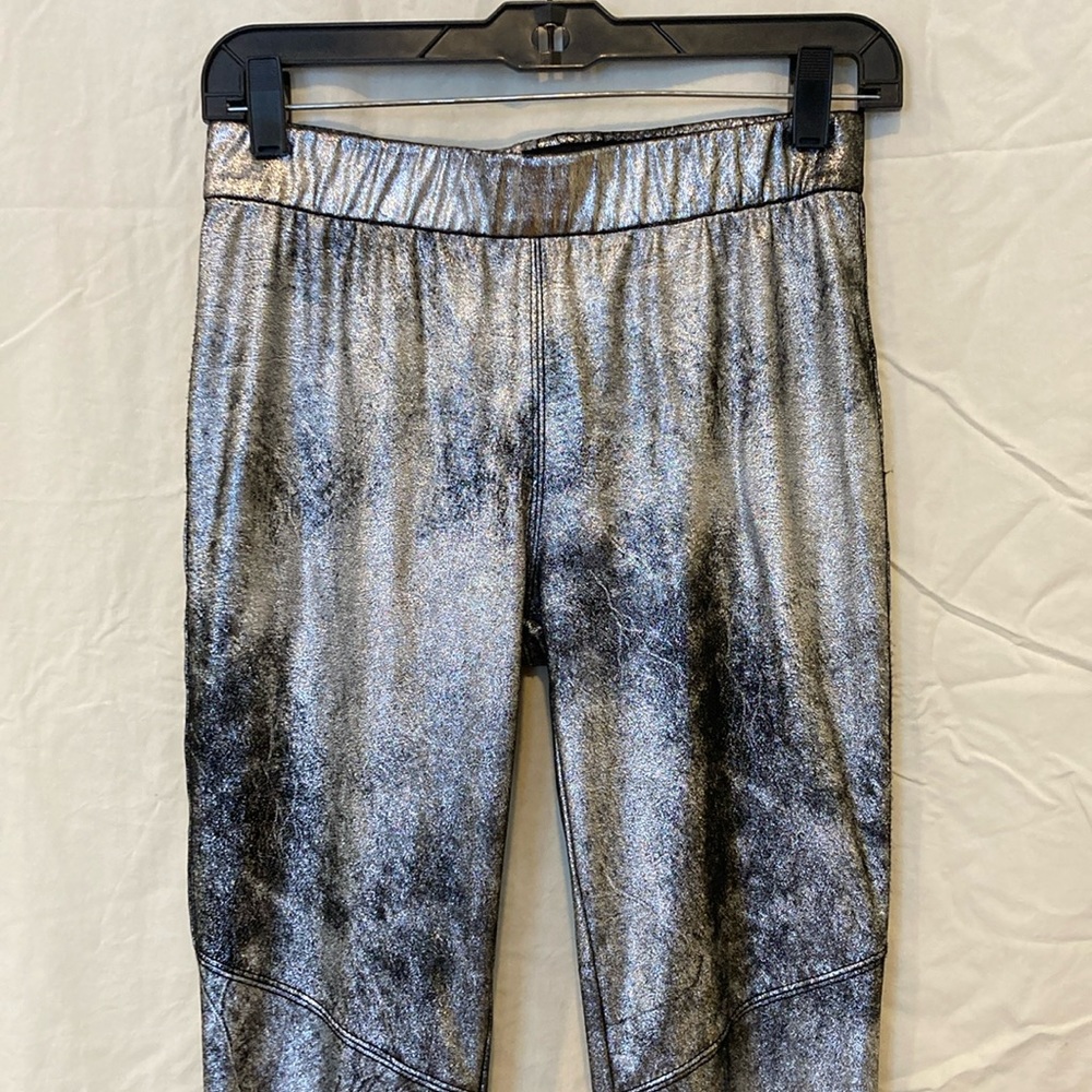 Free People Silver Metallic Vegan Suede Leggings/Pants